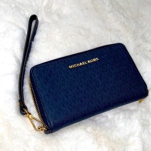 Micheal Kors Wallet, Navy Blue & Gold